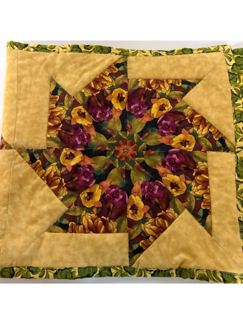 Handmade Floral Quilted Table Runner Cottagecore Patchwork Farmhouse Decor